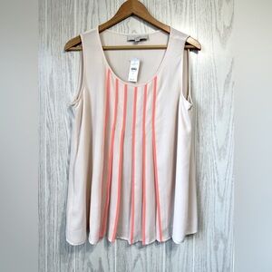 Loft Cream Flowing Sleeveless Pleated Tank Top Size M NWT
